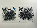 FL-11 black ribbon, butterfly & flowers