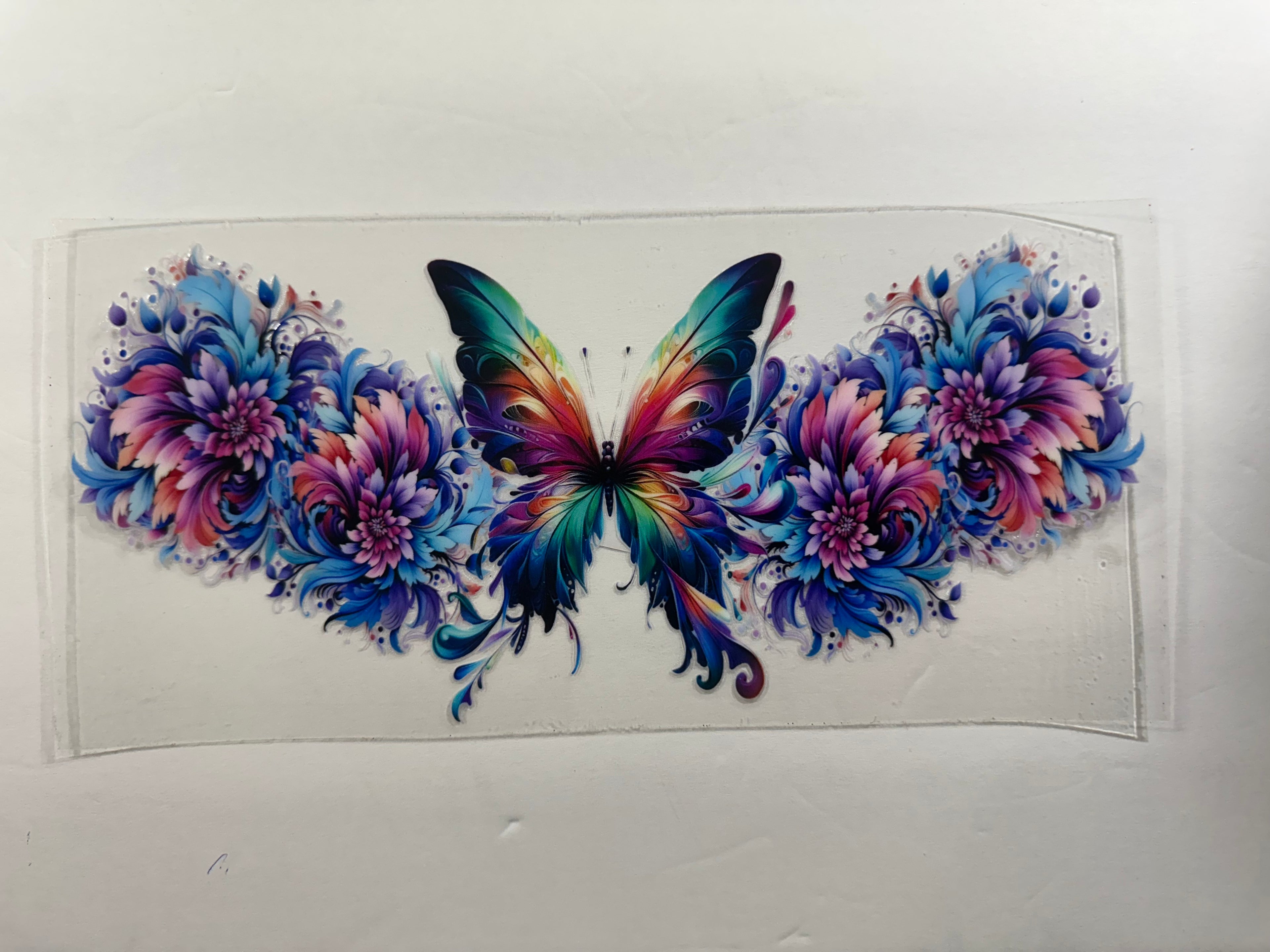 FL-09 butterfly & flowers (pink & blue)