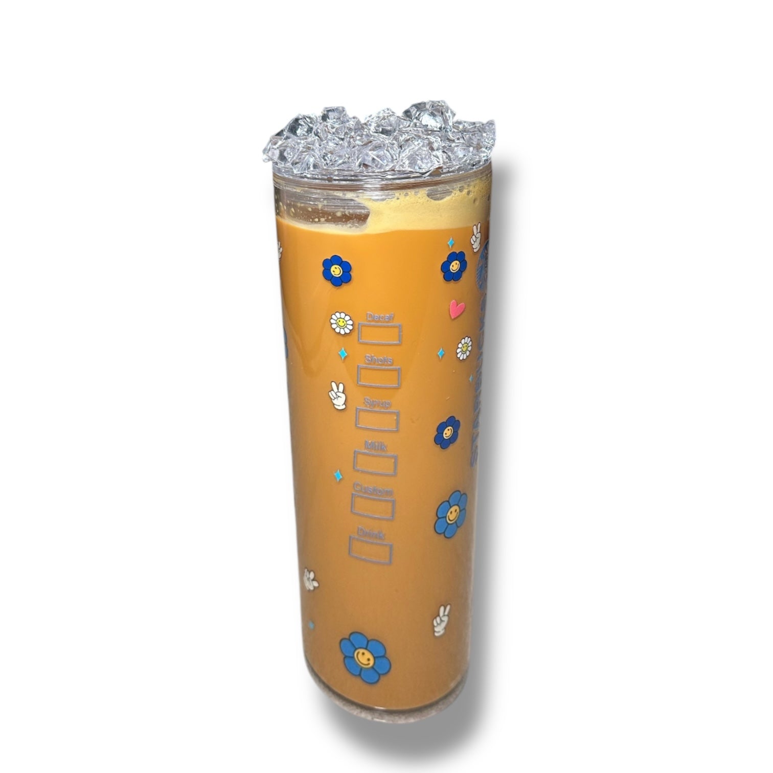 Rhinestoned Stitch & Starbucks w/ faux ice lid