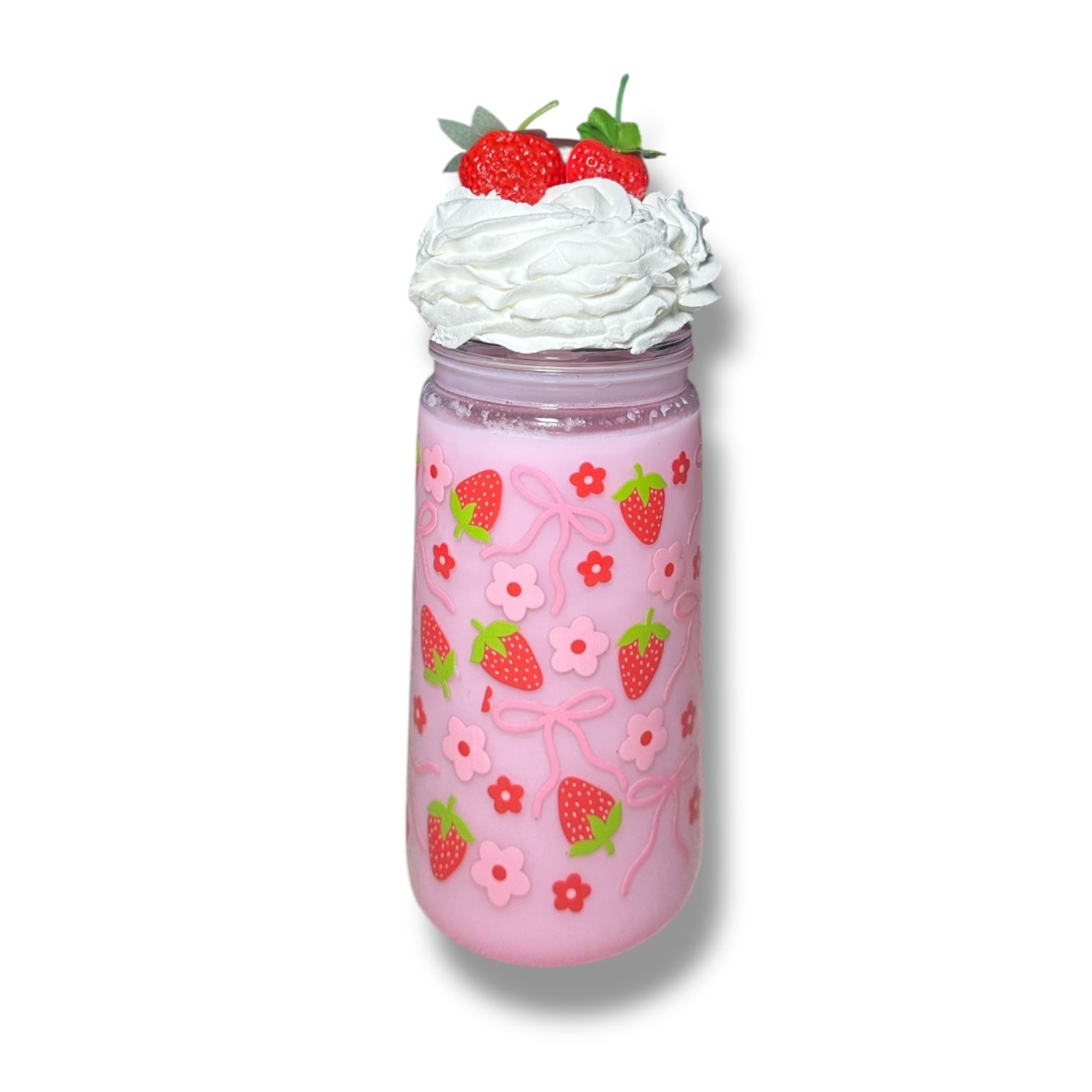 Strawberry milk w/ whipped topping lid