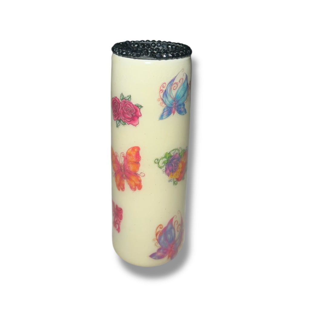 Rhinestone butterfly w/ rhinestone lid
