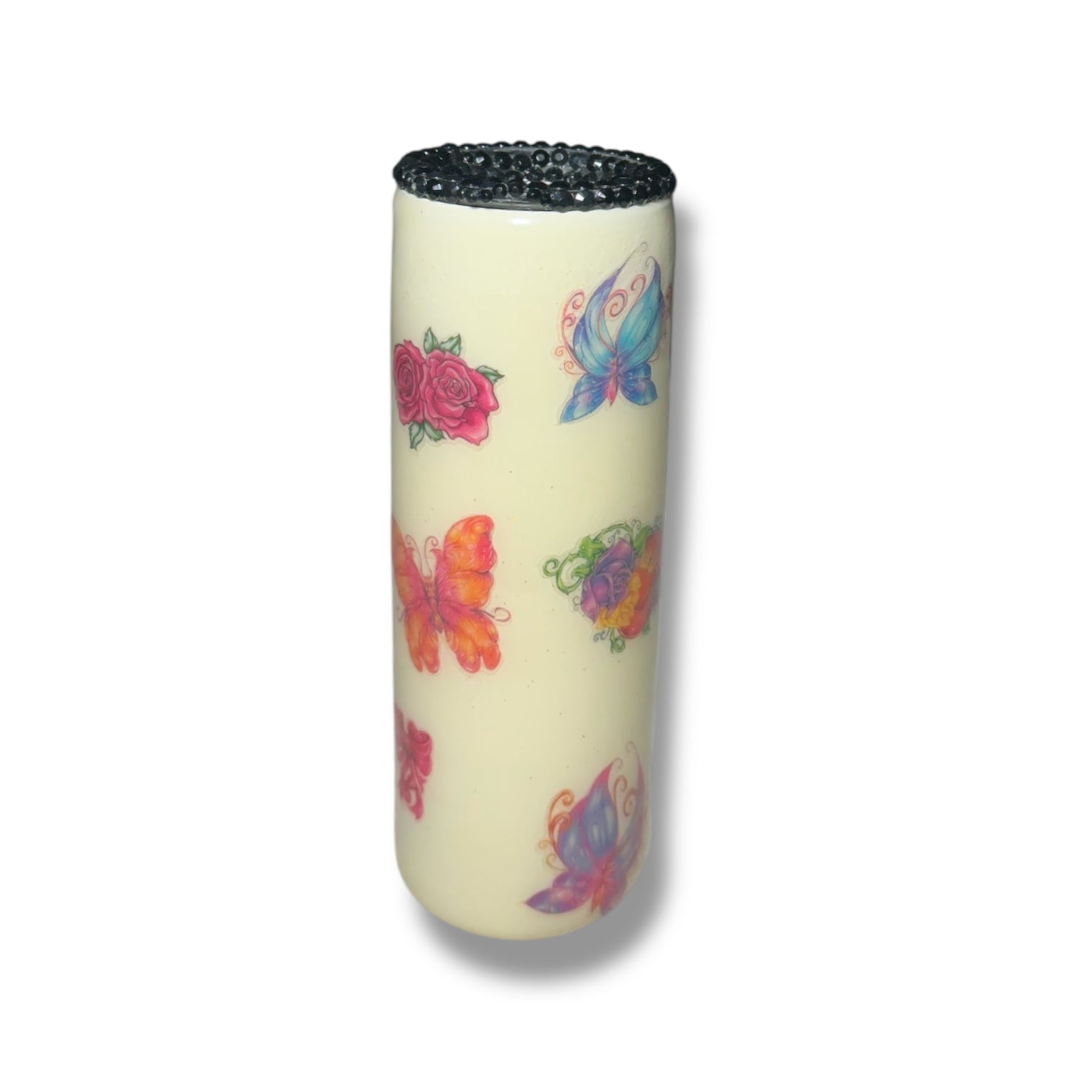Rhinestone butterfly w/ rhinestone lid