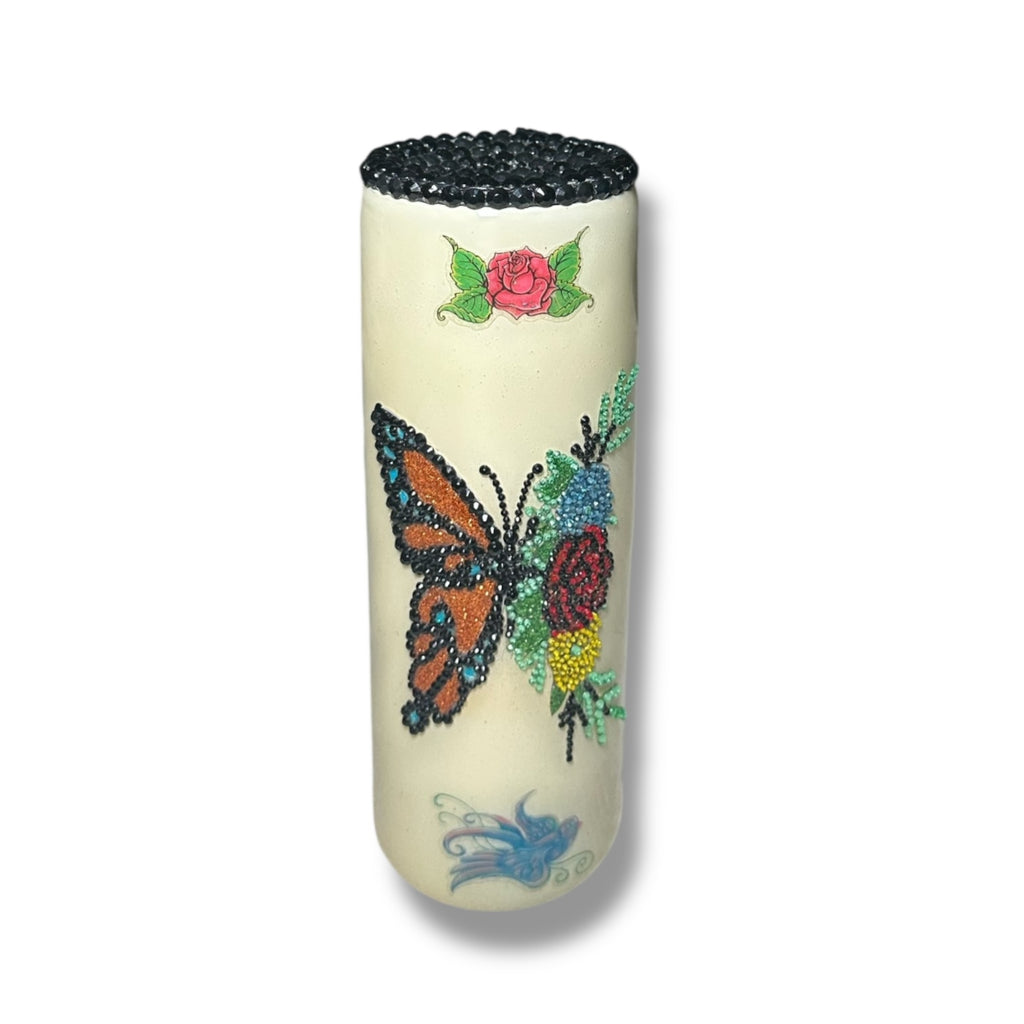 Rhinestone butterfly w/ rhinestone lid