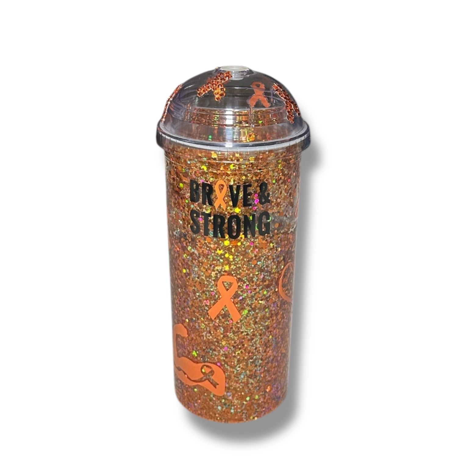 Orange butterfly w/ dome rhinestone lid
