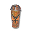Orange butterfly w/ dome rhinestone lid